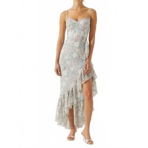 blue dress for baby girl Flutter Sleeve Floral Asymmetric Maxi Dress main image 1
